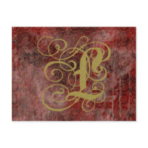 Antique Goth Syle Monogrammed Cards, Letter L postcards