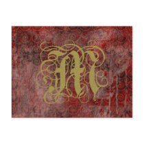 Antique Goth Syle Monogrammed Cards,  Letter M postcards