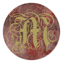 Antique Goth Syle Monogrammed Cards,  Letter M stickers