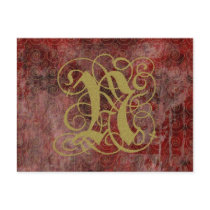 Antique Goth Syle Monogrammed Cards, Letter N postcards