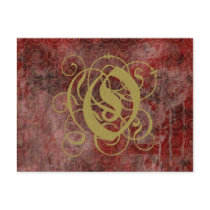 Antique Goth Syle Monogrammed Cards, Letter O postcards
