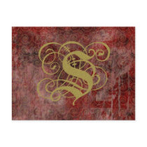 Antique Goth Syle Monogrammed Cards, Letter S postcards