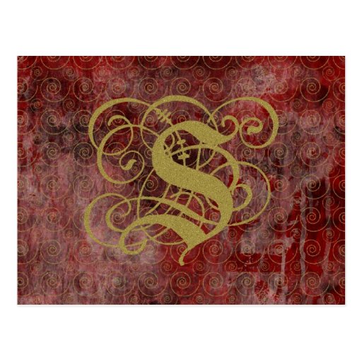 Antique Goth Syle Monogrammed Cards, Letter S Post Cards