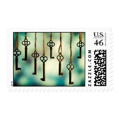 Antique Hanging Keys Postage Stamp by Elegant_Chaos