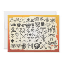 Antique-Heraldic-Graphics digital assortment shape Custom Invitation