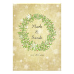 Antique Holiday Snowy Wreath Sketch Invitation