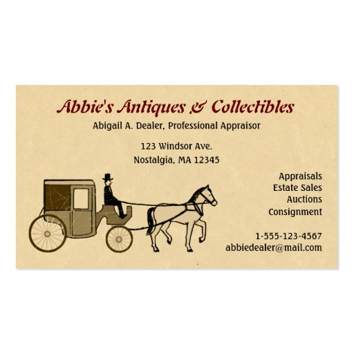 Antique Horse & Carriage Business Card Template (front side)