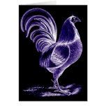 Antique Inspired Night Retro Futuristic Rooster Greeting Card