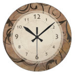 Antique Italian Elegant Swirls Tuscany Brown Round Wall Clock