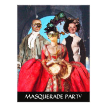 ANTIQUE ITALIAN PUPPETS MASQUERADE COSTUME PARTY CUSTOM ANNOUNCEMENT