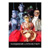 ANTIQUE ITALIAN PUPPETS MASQUERADE COSTUME PARTY CARD