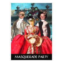 ANTIQUE ITALIAN PUPPETS MASQUERADE COSTUME PARTY CUSTOM INVITATIONS