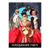 ANTIQUE ITALIAN PUPPETS MASQUERADE COSTUME PARTY INVITATIONS