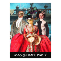 ANTIQUE ITALIAN PUPPETS MASQUERADE COSTUME PARTY CUSTOM ANNOUNCEMENTS