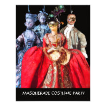 ANTIQUE ITALIAN PUPPETS MASQUERADE COSTUME PARTY INVITES