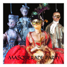 ANTIQUE ITALIAN PUPPETS MASQUERADE COSTUME PARTY CUSTOM INVITATION