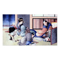 Antique Japanese Merchant and Geisha Watercolor Business Card Templates