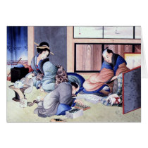 Antique Japanese Merchant and Geisha Watercolor Cards