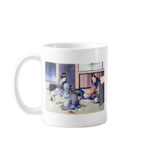 Antique Japanese Merchant and Geisha Watercolor Coffee Mug