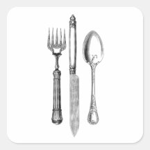 Antique knife fork and spoon combo Decoration Stickers