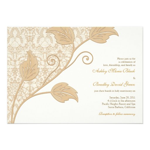 Antique Lace and Leaves Wedding Invitation