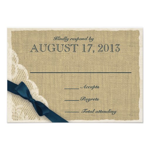 Antique Lace and Navy Country Response Card