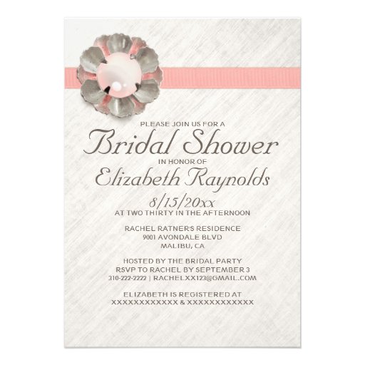 Antique Lace and Pearl Bridal Shower Invitations