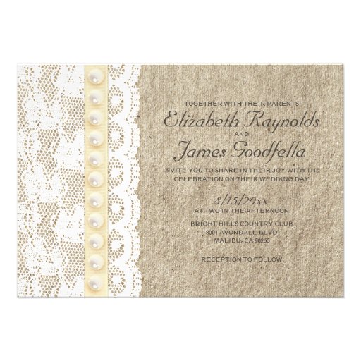 Antique Lace and Pearls Wedding Invitations