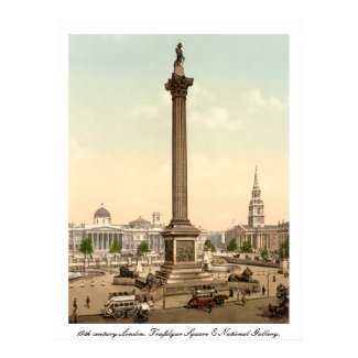 Nelson's Column Trafalgar Square London, antique UK print
