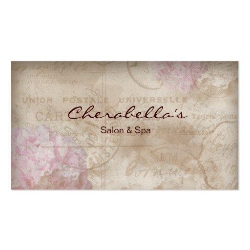 Antique Look Floral Spa business card (front side)