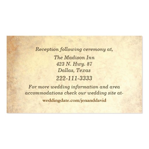 Antique Look Wedding Enclosure Cards Business Card Template (front side)