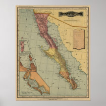 Antique Map Baja California Print