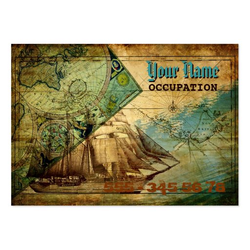 Antique Map - Business-, Profile Card Business Cards