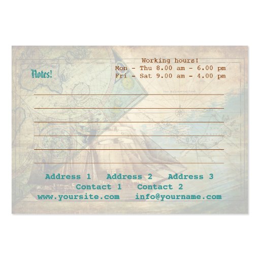 Antique Map - Business-, Profile Card Business Cards (back side)