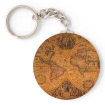 ANTIQUE MAP KEY CHAIN