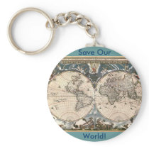 ANTIQUE MAP KEYCHAIN
