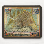 Antique Map of Amsterdam, Netherlands, Holland Mousepads