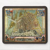 Antique Map of Amsterdam, Netherlands, Holland Mousepads