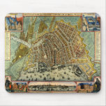 Antique Map of Amsterdam, Netherlands, Holland Mousepad