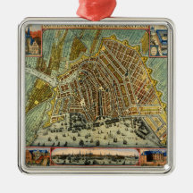 Antique Map of Amsterdam, Netherlands, Holland Christmas Ornaments