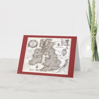 Antique Map of Britain - Greeting Card card