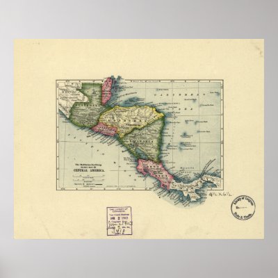 Antique Map of Central America - 1902 Poster by terraprints_classic