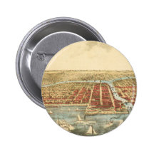 Antique Map of Chicago, LaSalle Street and River Pinback Buttons