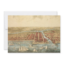 Antique Map of Chicago, LaSalle Street and River Personalized Invitations