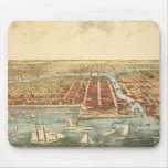 Antique Map of Chicago, LaSalle Street and River Mouse Pad