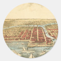 Antique Map of Chicago, LaSalle Street and River Sticker