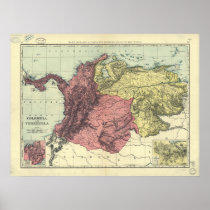 Antique Map of Colombia & Venezuela 1898 posters