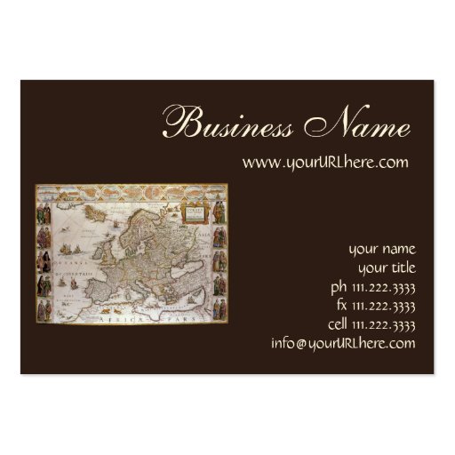 Antique Map of Europe, c1617 by Willem Jansz Blaeu Business Card Template (front side)