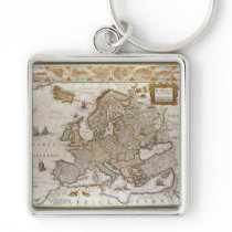 Antique Map of Europe, c1617 by Willem Jansz Blaeu Keychains