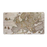 Antique Map of Europe, c1617 by Willem Jansz Blaeu Personalized Shipping Label